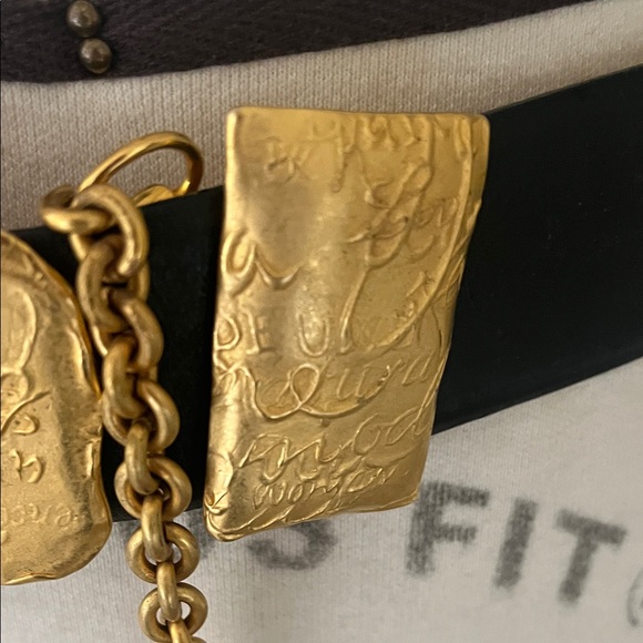 Donna Karan Black and Gold Statement Belt vintage rare 2 piece - Picture 4 of 11